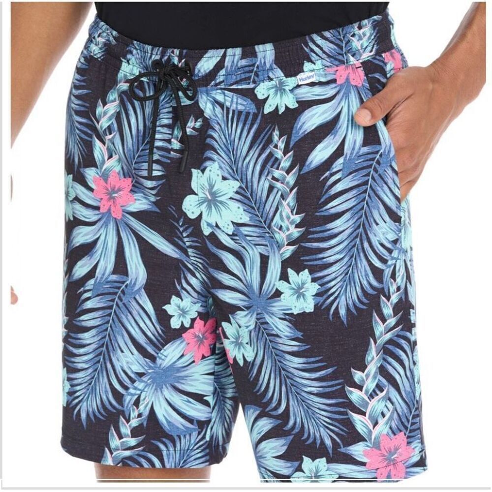 Hurley futura mens floral stretch volley walk shorts swim trunks S/XL